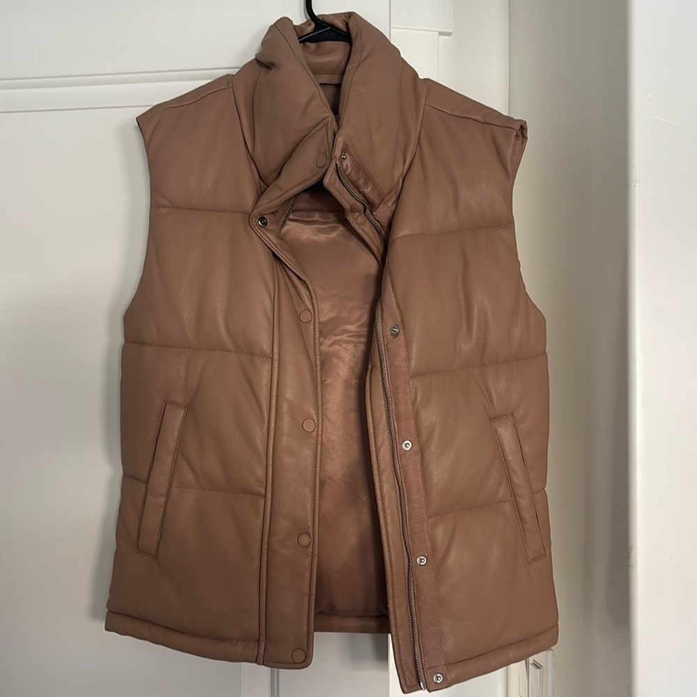 ABERCROMBIE AND FITCH LEATHER PUFFER VEST